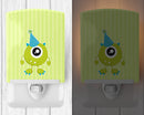 Birthday Monster Hat Ceramic Night Light Compact, UL-Certified, Ideal for Bedroom, Bathroom, Nursery, Hallway, Kitchen, 6x4x3, Multicolor