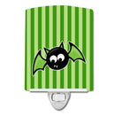 Halloween Bat Green Stripes Ceramic Night Light Compact, UL-Certified, Ideal for Bedroom, Bathroom, Nursery, Hallway, Kitchen, 6x4x3, Multicolor