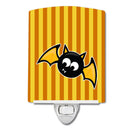 Halloween Bat Orange Stripes Ceramic Night Light Compact, UL-Certified, Ideal for Bedroom, Bathroom, Nursery, Hallway, Kitchen, 6x4x3, Multicolor