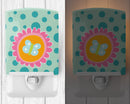 Butterfly in Polkadots Ceramic Night Light Compact, UL-Certified, Ideal for Bedroom, Bathroom, Nursery, Hallway, Kitchen, 6x4x3, Multicolor