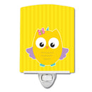 Owl and Yellow Stripes Ceramic Night Light Compact, UL-Certified, Ideal for Bedroom, Bathroom, Nursery, Hallway, Kitchen, 6x4x3, Multicolor