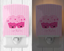 Love Muffins Ceramic Night Light Compact, UL-Certified, Ideal for Bedroom, Bathroom, Nursery, Hallway, Kitchen, 6x4x3, Multicolor