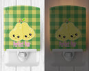 Perfect Pear Ceramic Night Light Compact, UL-Certified, Ideal for Bedroom, Bathroom, Nursery, Hallway, Kitchen, 6x4x3, Multicolor