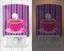 Latte Ceramic Night Light Compact, UL-Certified, Ideal for Bedroom, Bathroom, Nursery, Hallway, Kitchen, 6x4x3, Multicolor