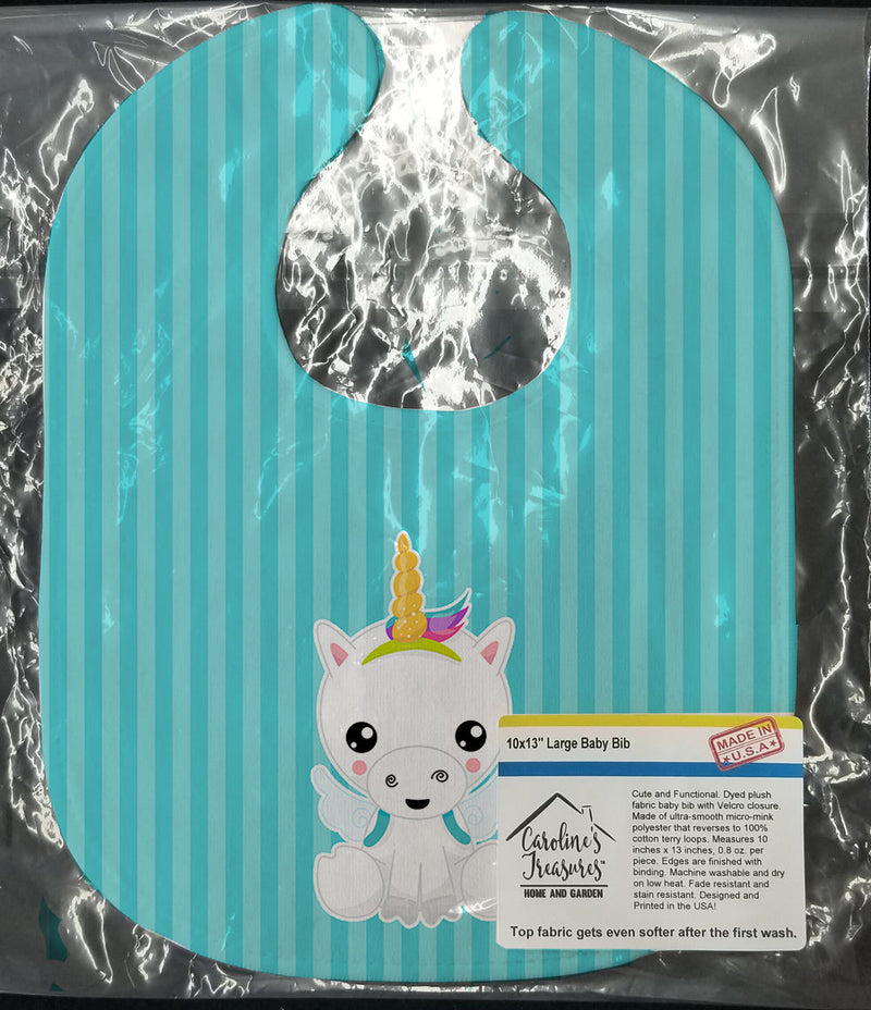 Unicorn on Blue Stripes Baby Bib BB9141BIB