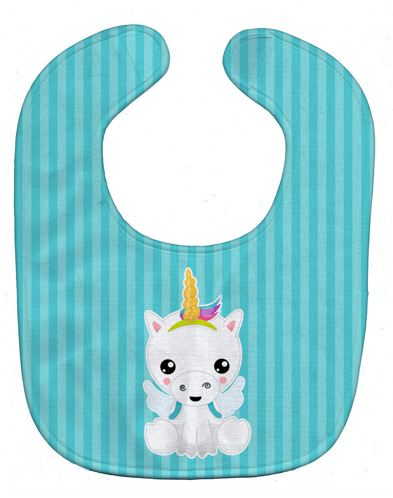 Unicorn on Blue Stripes Baby Bib BB9141BIB