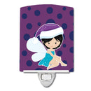 Black Haired Christmas Fairy Ceramic Night Light Compact, UL-Certified, Ideal for Bedroom, Bathroom, Nursery, Hallway, Kitchen, 6x4x3, Multicolor