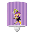 Halloween Witch Ceramic Night Light Compact, UL-Certified, Ideal for Bedroom, Bathroom, Nursery, Hallway, Kitchen, 6x4x3, Multicolor