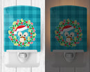 Christmas Owl Ceramic Night Light Compact, UL-Certified, Ideal for Bedroom, Bathroom, Nursery, Hallway, Kitchen, 6x4x3, Multicolor