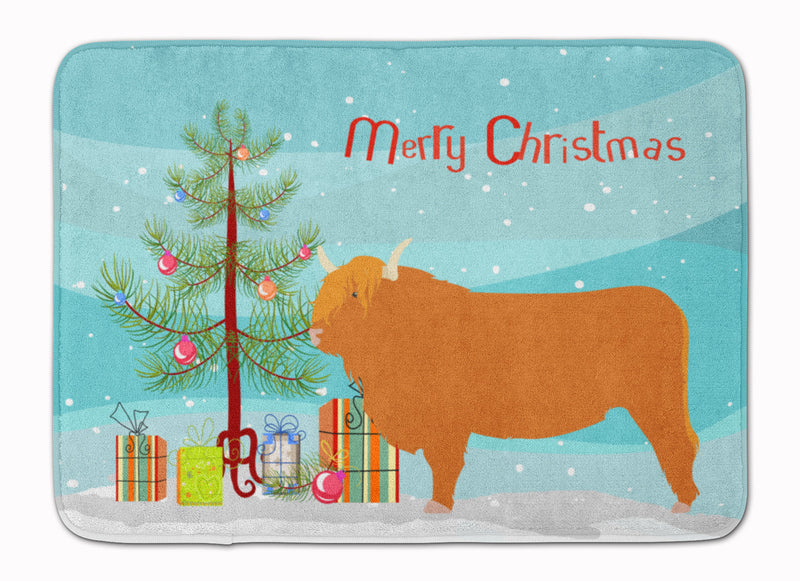 Highland Cow Christmas Machine Washable Memory Foam Mat BB9187RUG