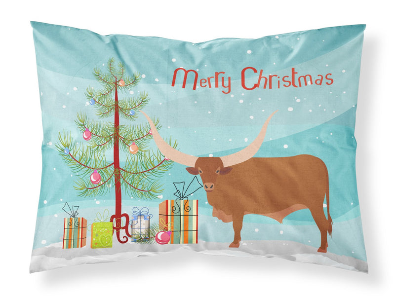 Ankole-Watusu Cow Christmas Fabric Standard Pillowcase – Artistic Decorative Front, White Back BB9190PILLOWCASE
