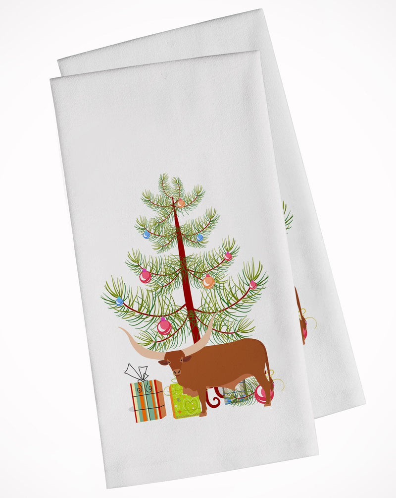 Ankole-Watusu Cow Christmas Kitchen Towels – Set of 2 - Decorative & Absorbent Cotton | BB9190WTKT
