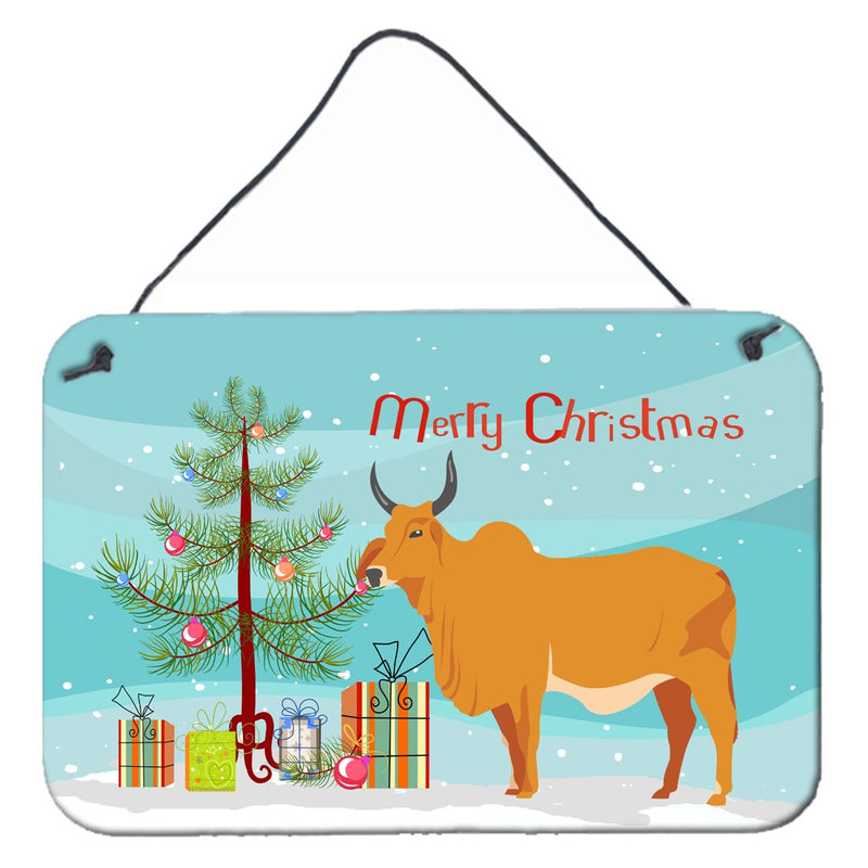 Zebu Indicine Cow Christmas Wall or Door Hanging Prints BB9192DS812