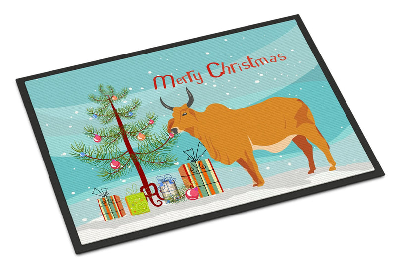 Zebu Indicine Cow Christmas Indoor or Outdoor Mat 24x36 BB9192JMAT