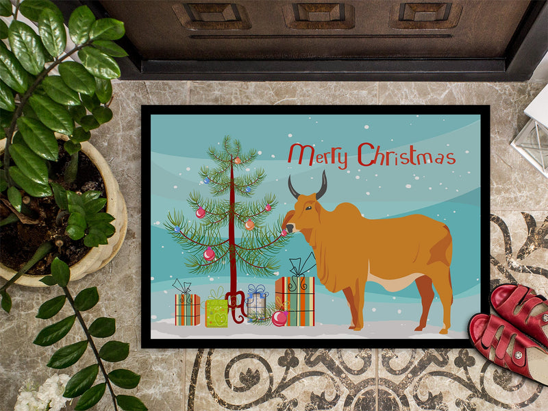 Zebu Indicine Cow Christmas Indoor or Outdoor Mat 18x27 BB9192MAT