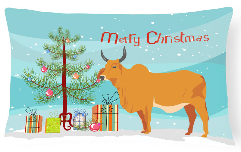 Zebu Indicine Cow Christmas Canvas Fabric Decorative Pillow BB9192PW1216