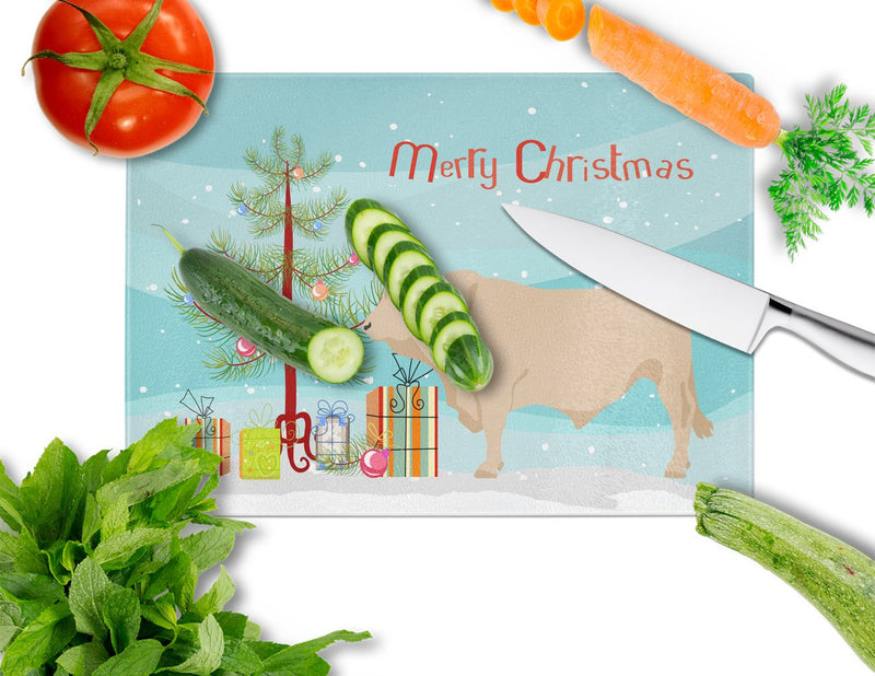 Charolais Cow Christmas Glass Cutting Board Large BB9193LCB