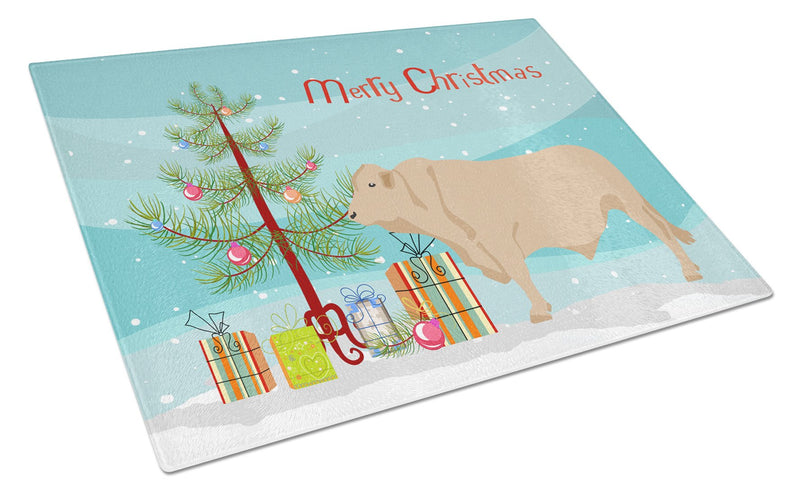 Charolais Cow Christmas Glass Cutting Board Large BB9193LCB