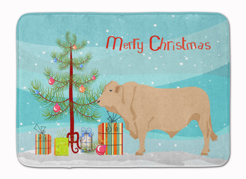 Charolais Cow Christmas Machine Washable Memory Foam Mat BB9193RUG