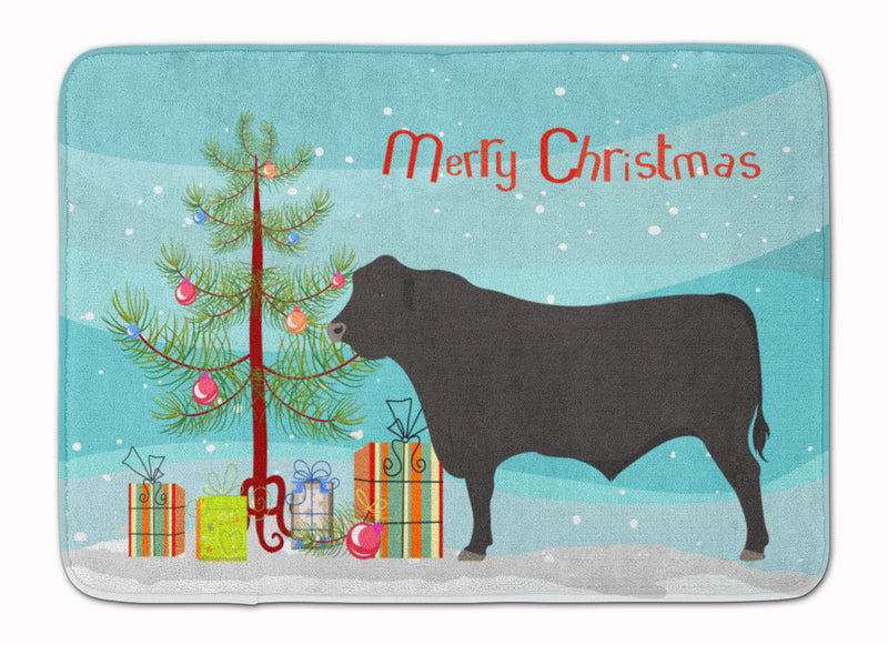 Black Angus Cow Christmas Machine Washable Memory Foam Mat BB9195RUG