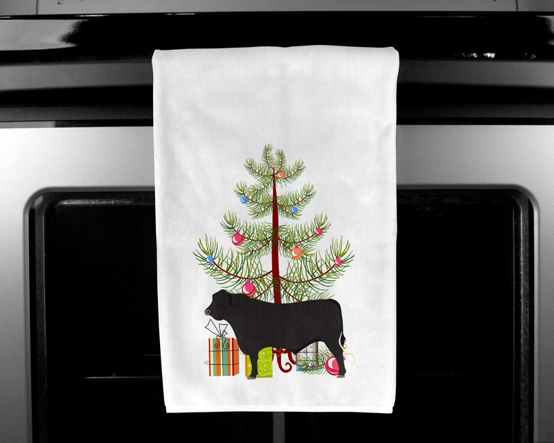 Black Angus Cow Christmas Kitchen Towels – Set of 2 - Decorative & Absorbent Cotton | BB9195WTKT