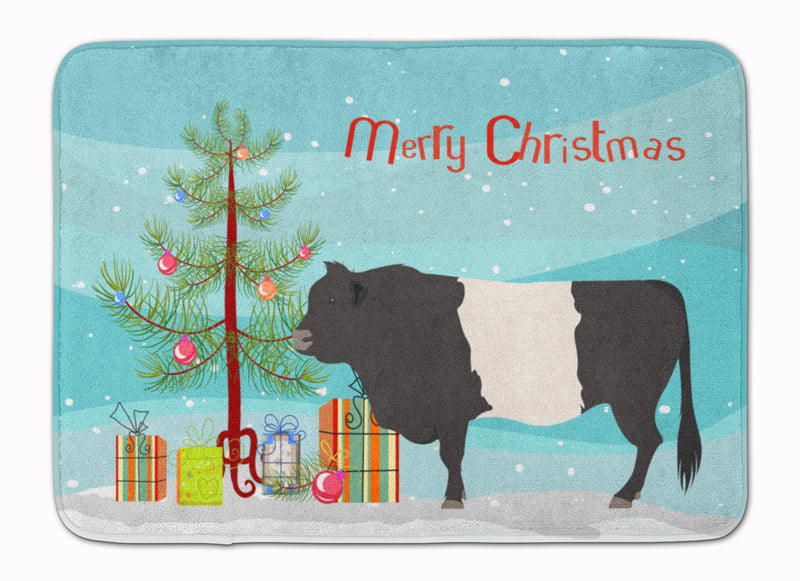 Belted Galloway Cow Christmas Machine Washable Memory Foam Mat BB9198RUG