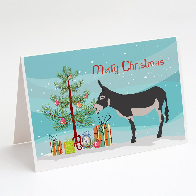 American Mammoth Jack Donkey Christmas Greeting Cards -  Blank Note Cards – 8-Pack of Artist-Designed Cards with Envelopes