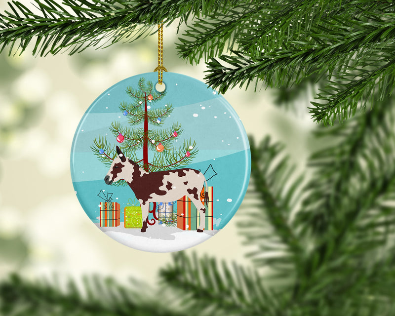 American Spotted Donkey Christmas Ornament - Round Ceramic Ornament – Artist-Designed Keepsake Decoration BB9218CO1