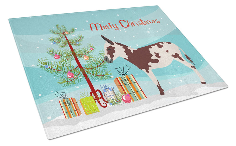 American Spotted Donkey Christmas Glass Cutting Board Large BB9218LCB