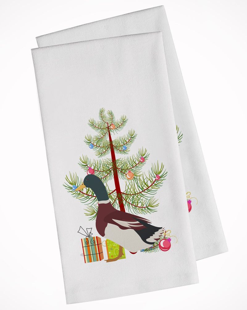 Rouen Duck Christmas White Kitchen Towel Set of 2 BB9223WTKT