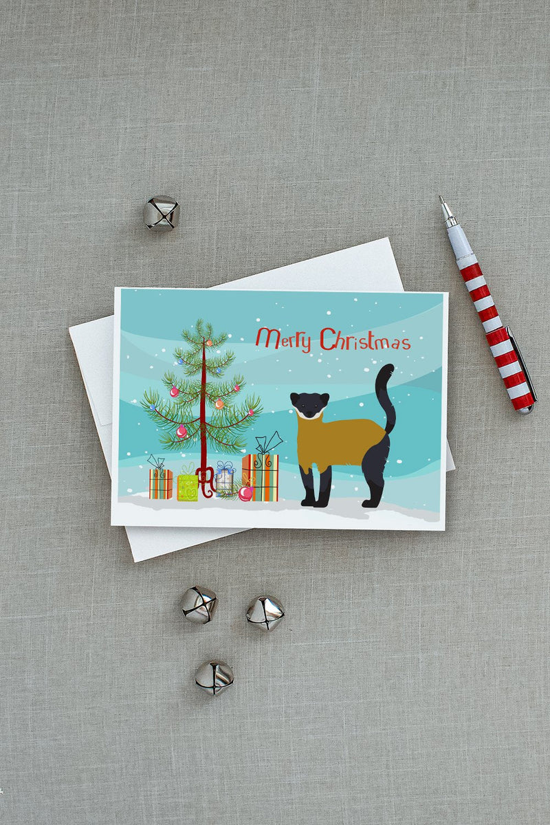 Yellow-Throated Marten Christmas Greeting Cards and Envelopes Pack of 8