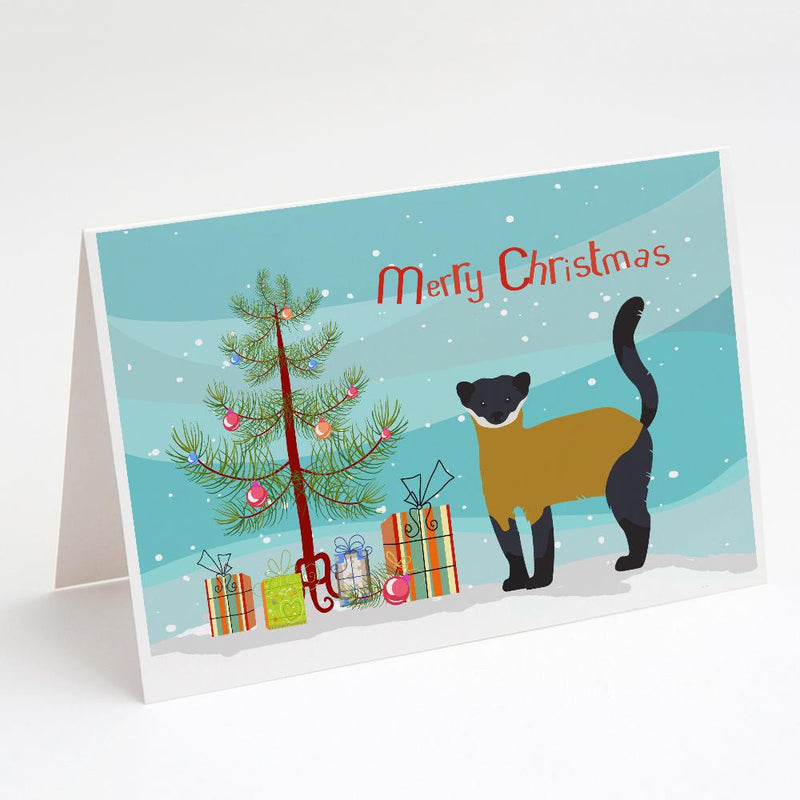 Yellow-Throated Marten Christmas Greeting Cards and Envelopes Pack of 8