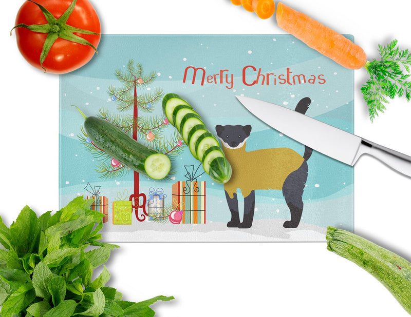 Yellow-Throated Marten Christmas Glass Cutting Board Large BB9241LCB