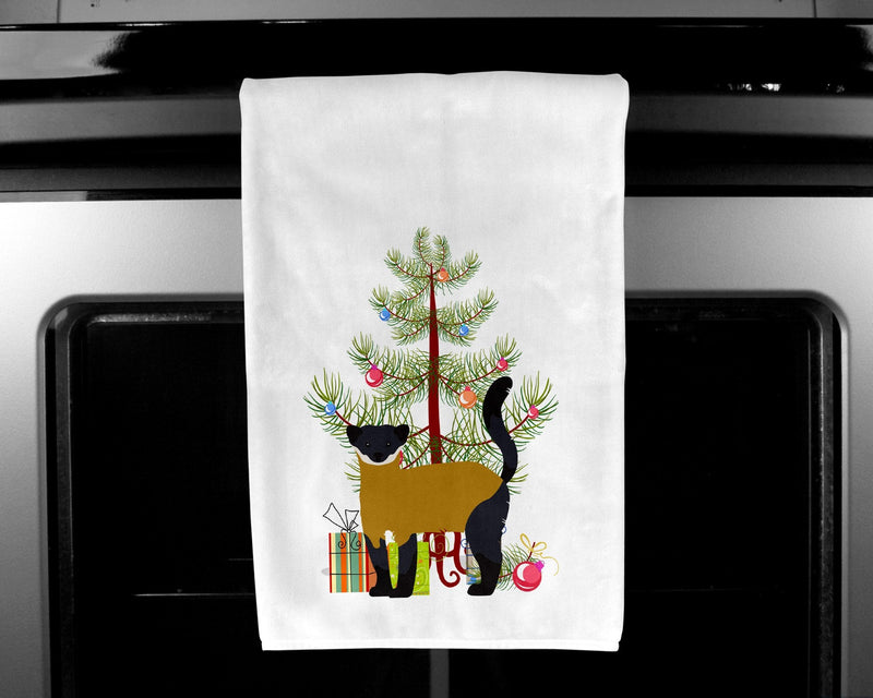 Yellow-Throated Marten Christmas White Kitchen Towel Set of 2 BB9241WTKT