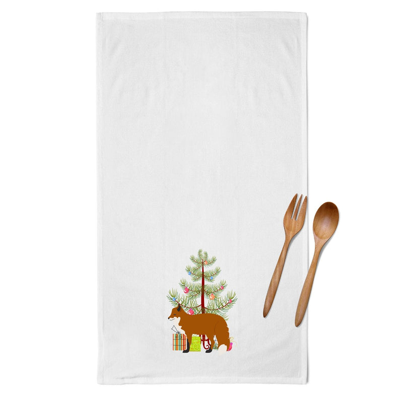 Red Fox Christmas White Kitchen Towel Set of 2 BB9243WTKT