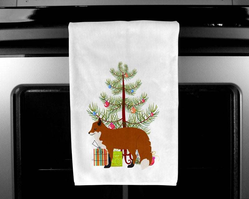 Red Fox Christmas White Kitchen Towel Set of 2 BB9243WTKT