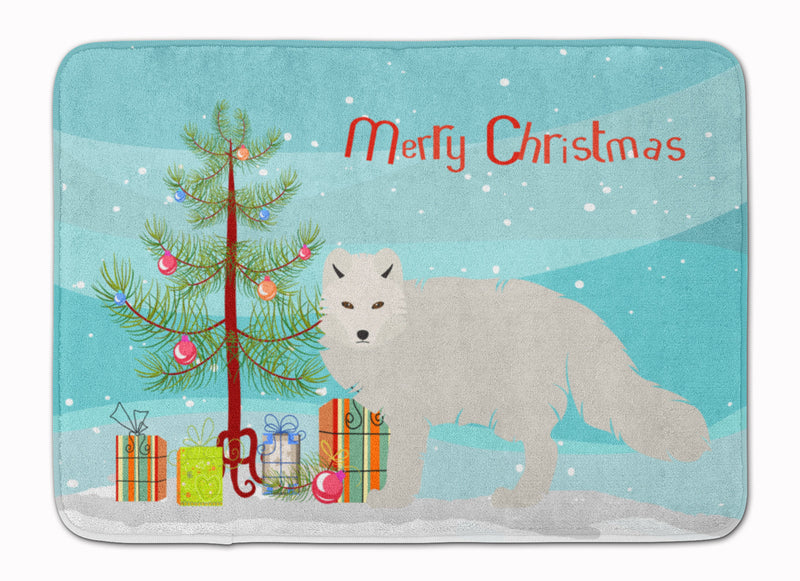 White Arctic Fox Christmas Machine Washable Memory Foam Mat BB9244RUG