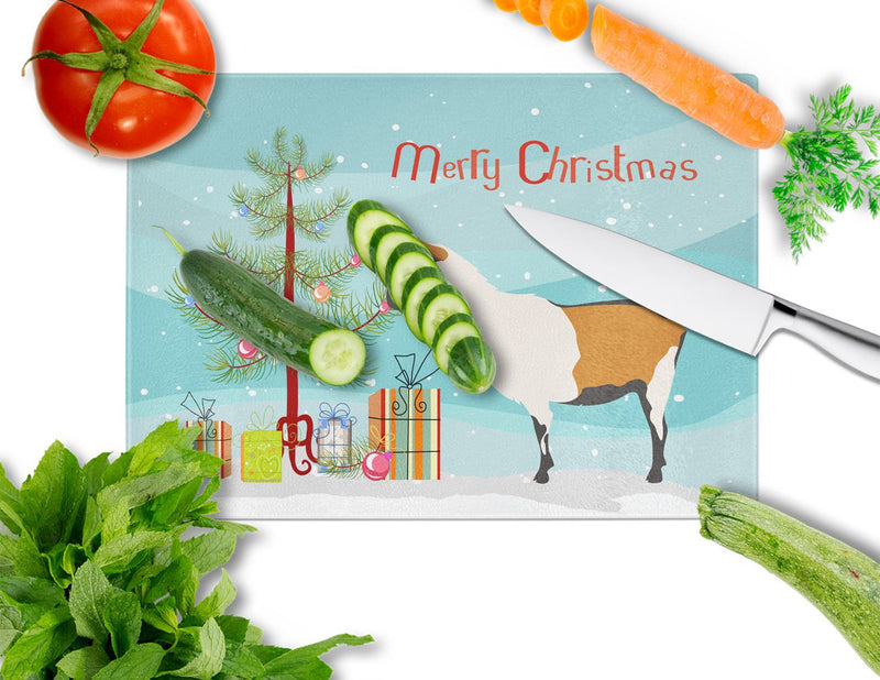 Alpine Goat Christmas Glass Cutting Boards – Durable, Decorative Kitchen Art Large BB9247LCB