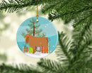 American Lamancha Goat Christmas Ornament - Round Ceramic Ornament – Artist-Designed Keepsake Decoration BB9252CO1