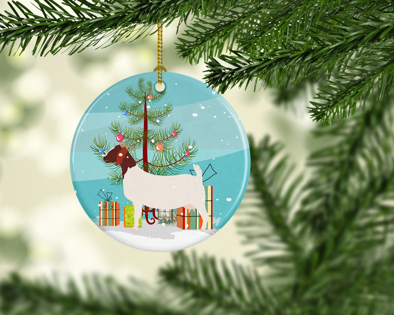 Boer Goat Christmas Ornament - Round Ceramic Ornament – Artist-Designed Keepsake Decoration BB9253CO1