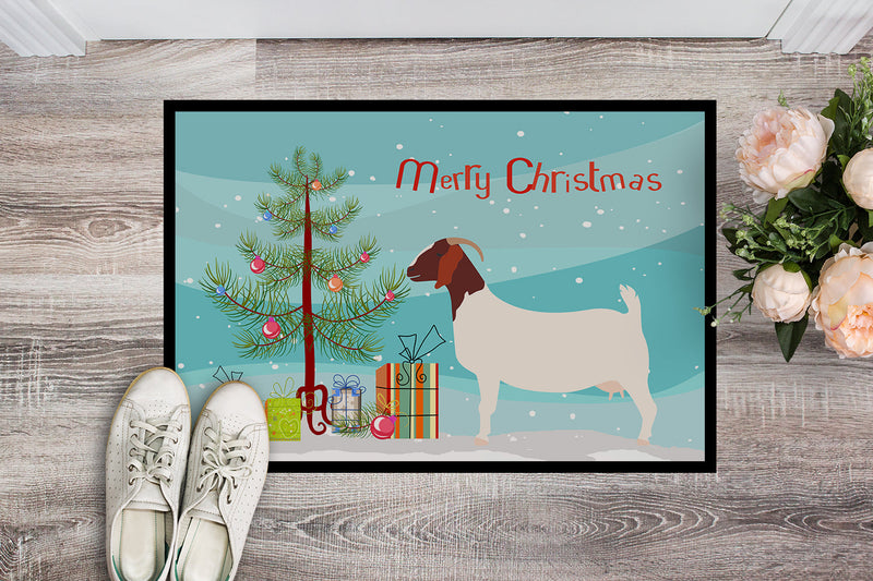Boer Goat Christmas Doormat - 24x36 Decorative Floor Mat – Indoor/Outdoor Rug with Artistic Flair BB9253JMAT