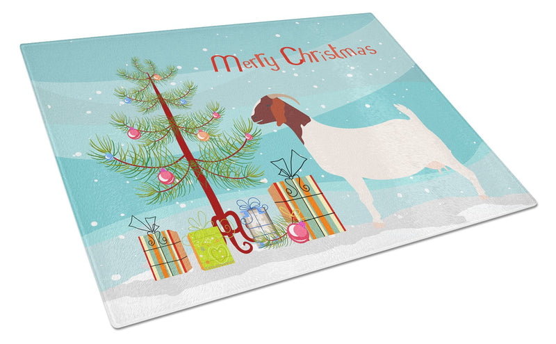 Boer Goat Christmas Glass Cutting Boards – Durable, Decorative Kitchen Art Large BB9253LCB
