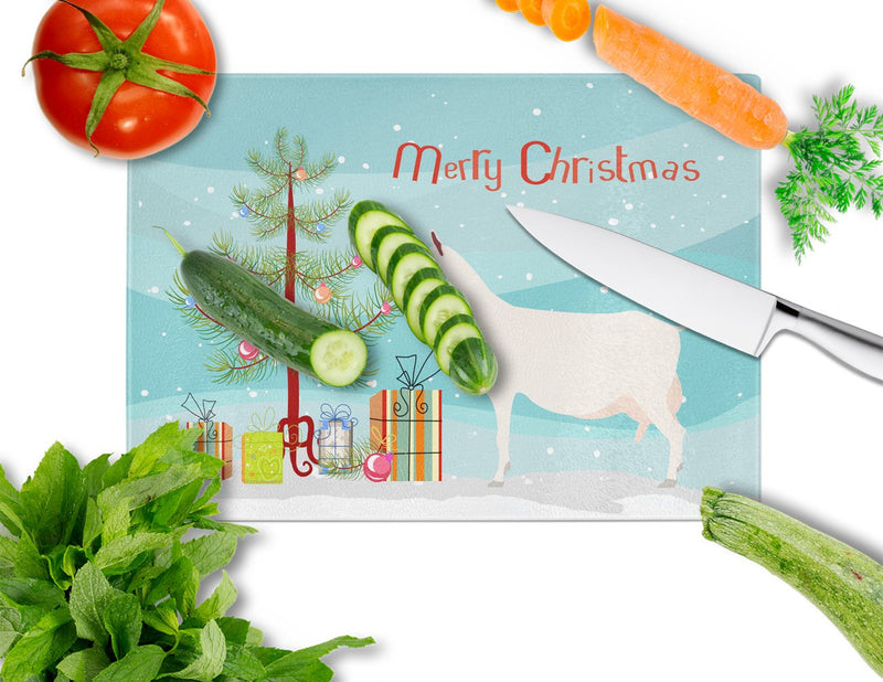 Saanen Goat Christmas Glass Cutting Board Large BB9256LCB