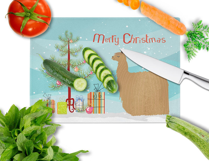 Alpaca Suri Christmas Glass Cutting Board Large BB9287LCB