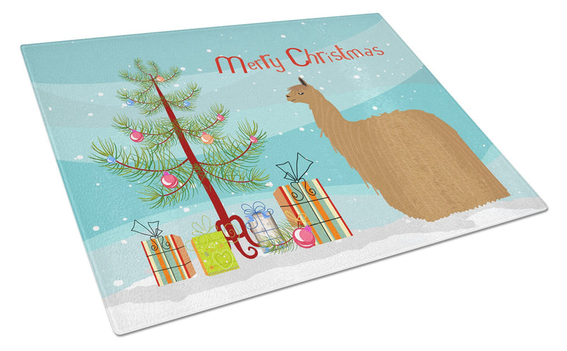 Alpaca Suri Christmas Glass Cutting Board Large BB9287LCB