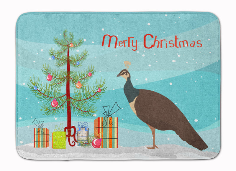 Indian Peahen Peafowl Christmas Machine Washable Memory Foam Mat BB9294RUG