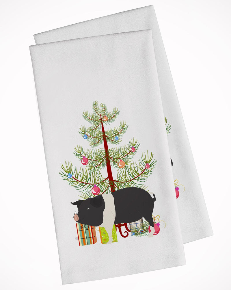 Hampshire Pig Christmas White Kitchen Towel Set of 2 BB9306WTKT