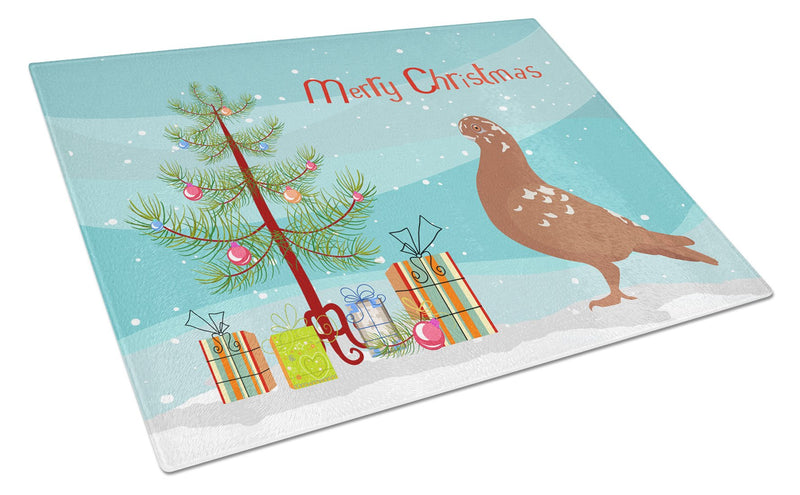 African Owl Pigeon Christmas Glass Cutting Board Large BB9320LCB