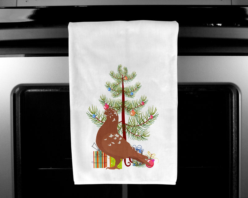 African Owl Pigeon Christmas White Kitchen Towel Set of 2 BB9320WTKT