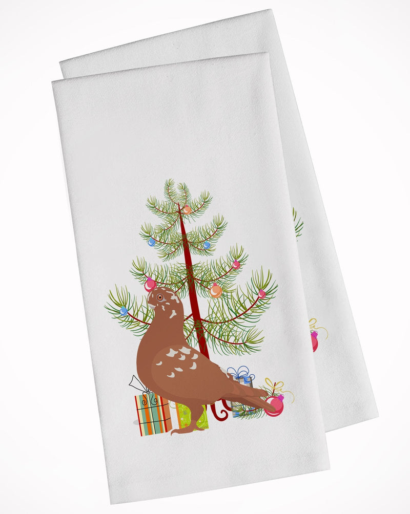 African Owl Pigeon Christmas White Kitchen Towel Set of 2 BB9320WTKT